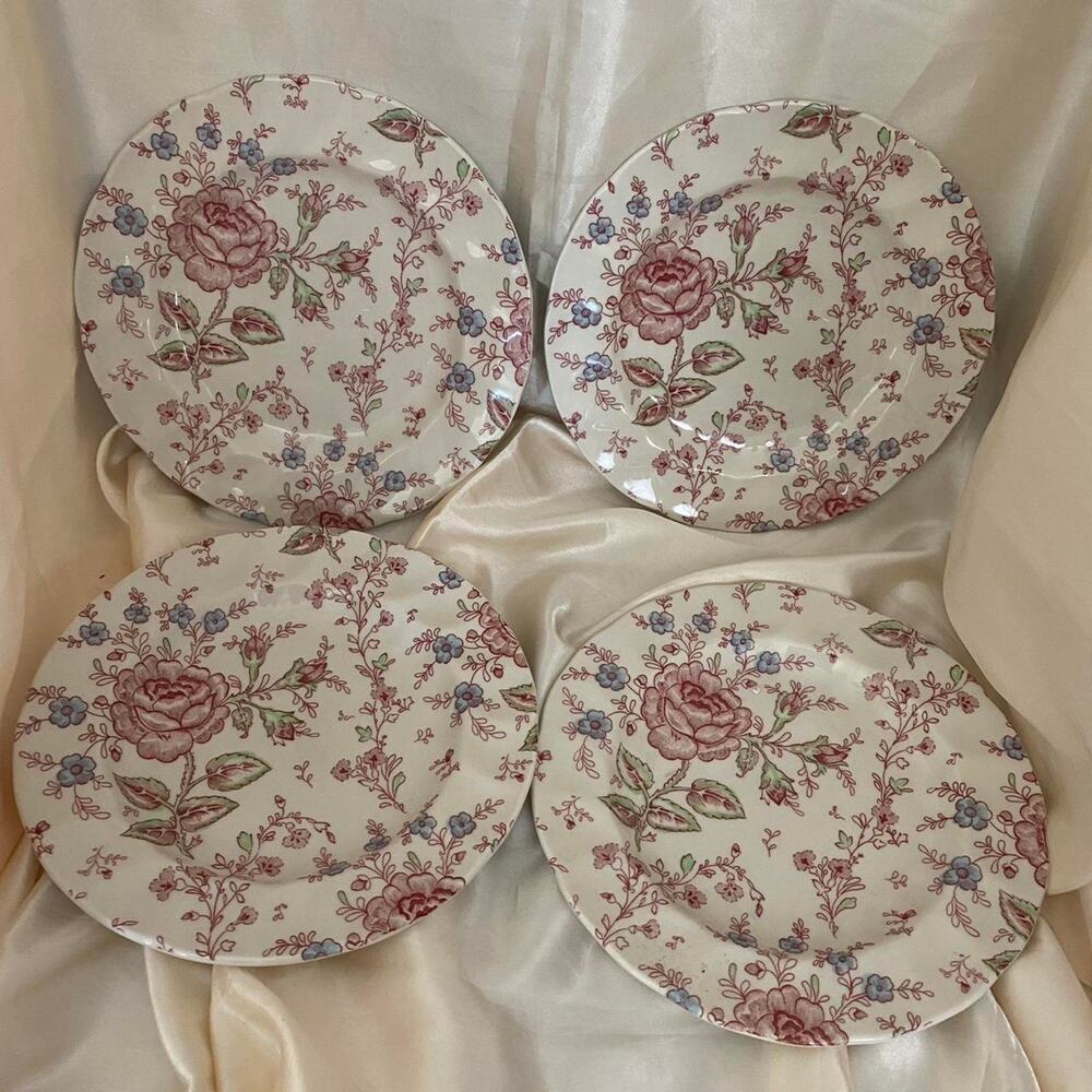 Vintage Roses Johnson Brothers 1970s floral rose patterned Salad Plates 4